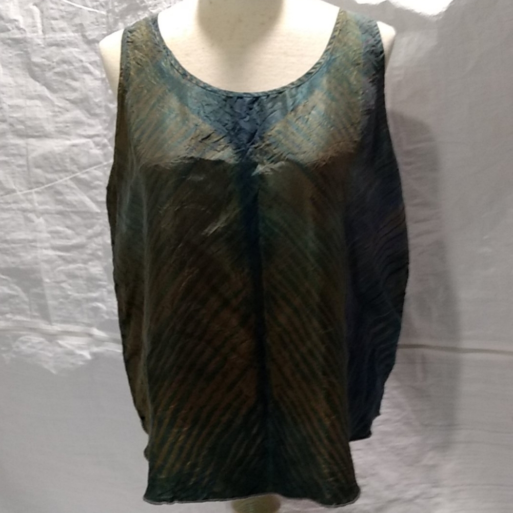 Silk Tye Died Tank Blue Purple Brown Size Lg